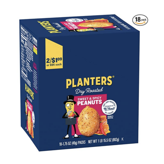 18-pack Planters Sweet and Spicy dry roasted peanuts for $5