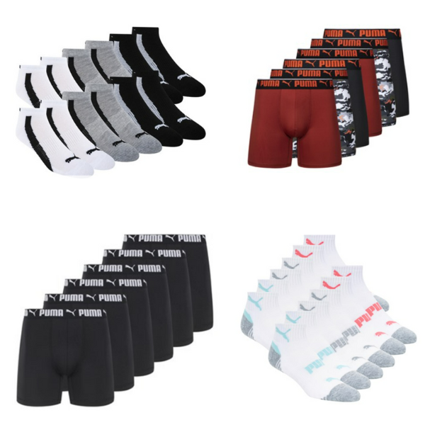 Puma boxer briefs, socks & more from $15