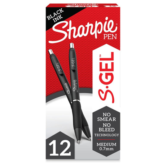 Sharpie 12-count S-Gel medium point black gel pens for $9