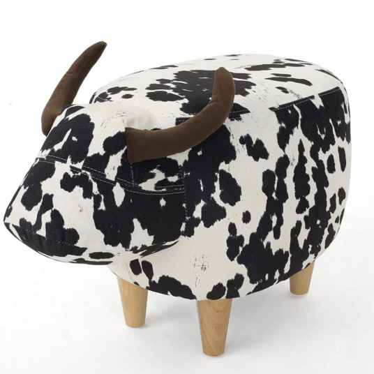 Christopher Knight Home black and white cow ottoman for $73