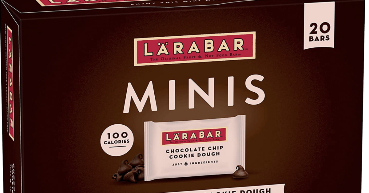20-count Larabar chocolate chip cookie dough mini bars for $4