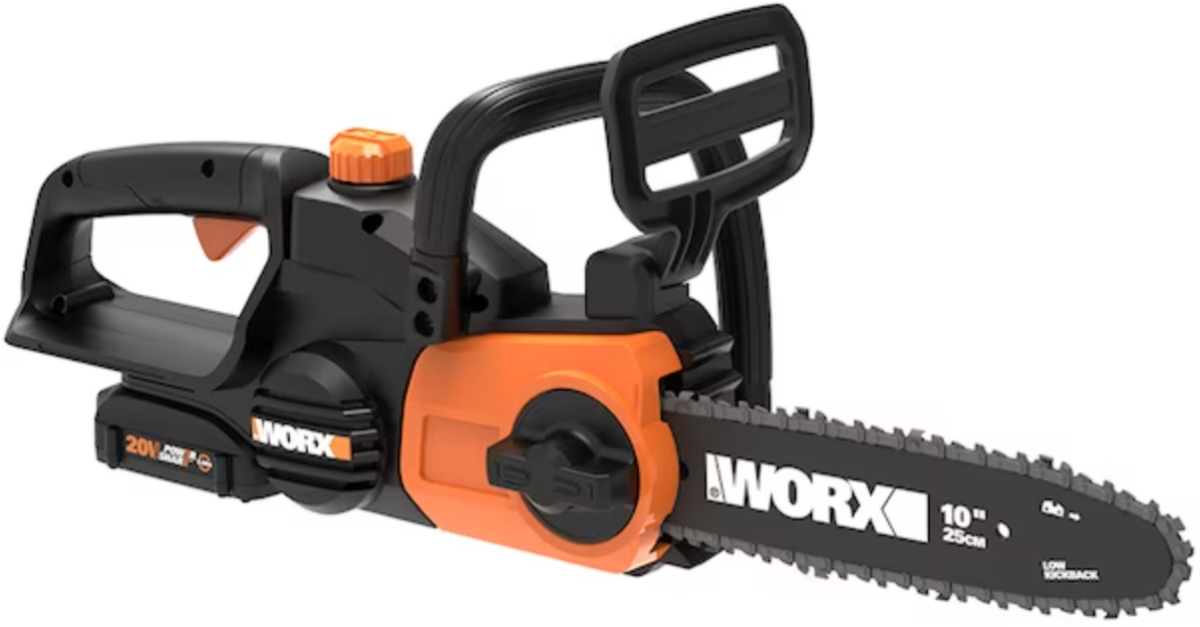 Today only: Worx Power Share 20-volt max 10-in cordless electric chainsaw for $119