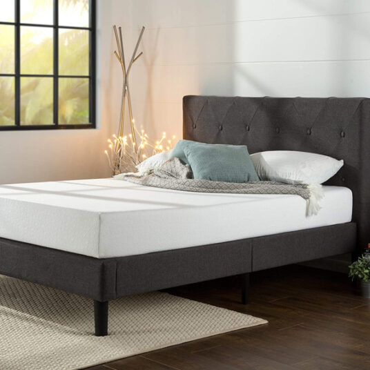 Zinus Shalini upholstered platform bed frame for $146