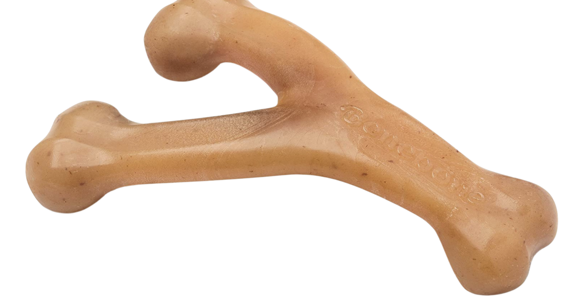 Benebone Wishbone durable dog chew toy for $5