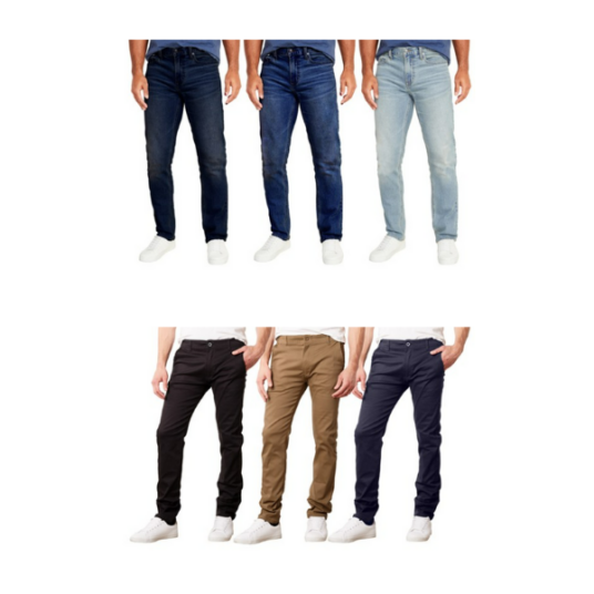 Men’s chinos and jeans multi-packs from $21