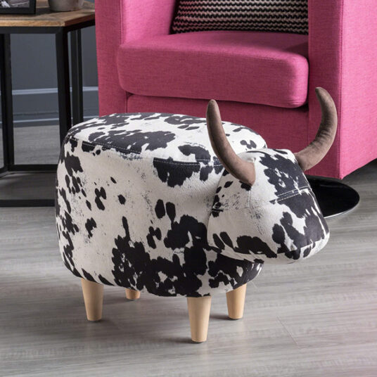 Christopher Knight Home black and white cow ottoman for $53
