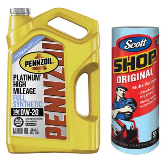 2 for $30 Pennzoil Platinum synthetic motor oil & Scott shop towels with rebate