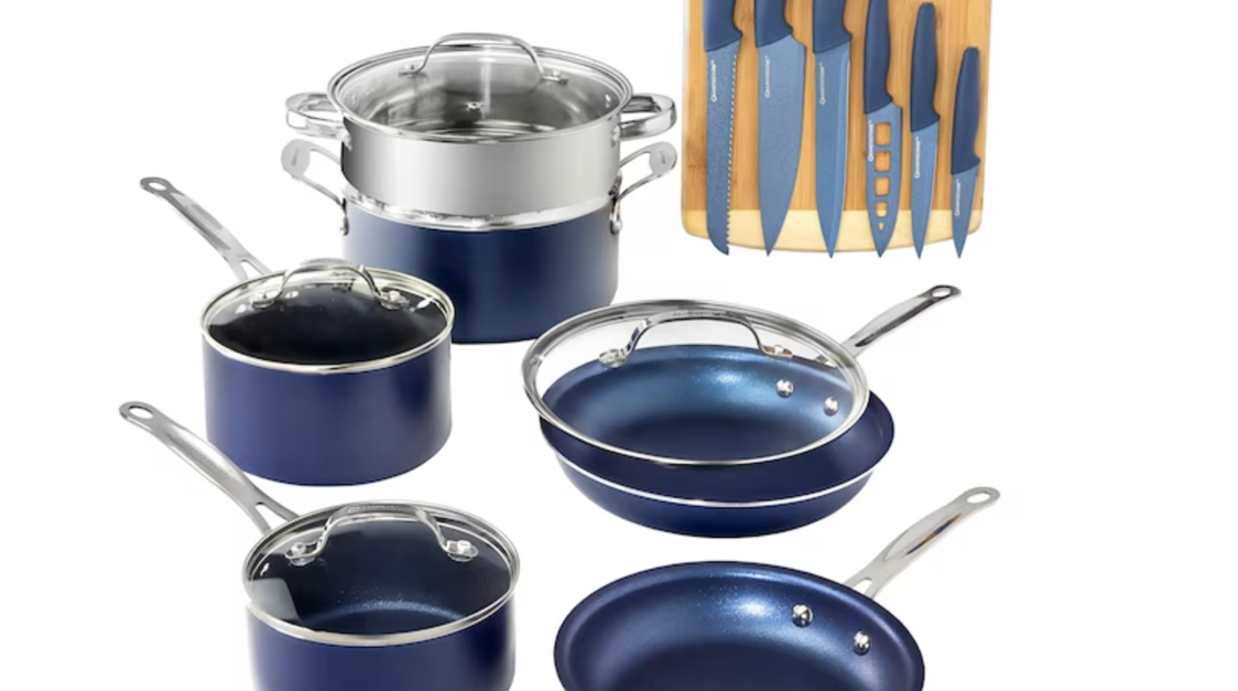 Today only: GraniteStone Diamond 17-piece cookware set for $130