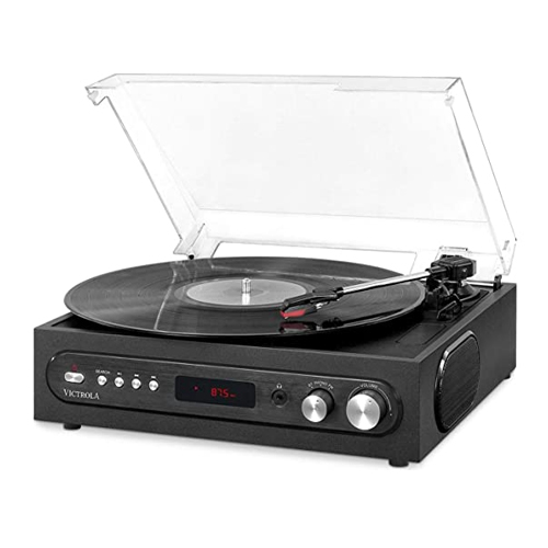 Victrola all-in-1 Bluetooth 3-speed record player with built-in speakers for $25