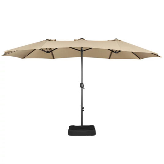 Extra large outdoor patio umbrella with base for $84