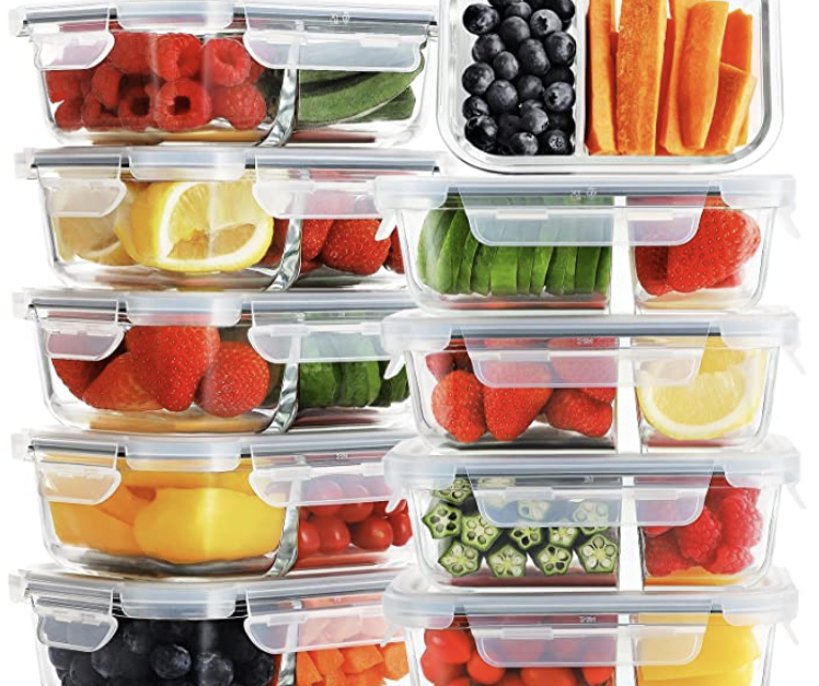 Bayco 10-pack 2-compartment glass meal prep containers for $33