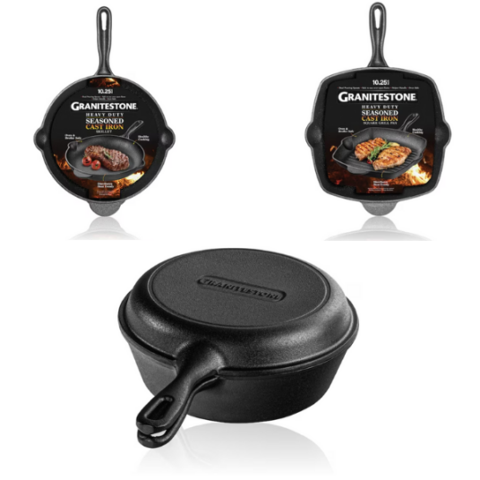 Today only: Select GraniteStone Diamond cast iron skillets from $23