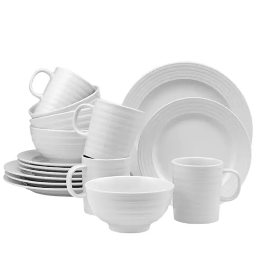 LeBlanc 16-piece casual white porcelain dinnerware set for $29