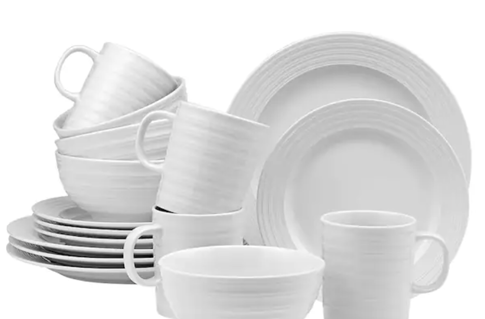 LeBlanc 16-piece casual white porcelain dinnerware set for $28