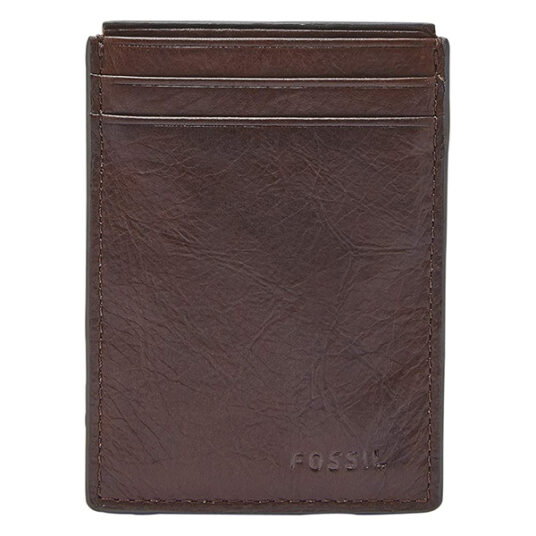 Fossil men’s Neel leather magnetic card case with money clip for $12
