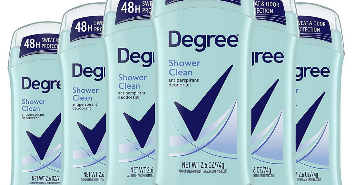 6-pack Degree Shower Clean women’s antiperspirant deodorant for $9