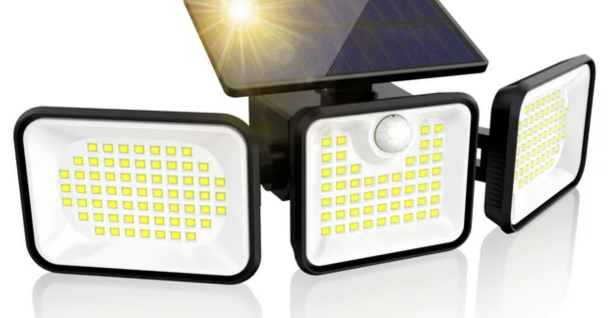 Nexpure 180 LED outdoor solar motion sensor security flood lights for $24