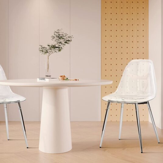 Set of 2 lightweight acrylic dining chairs for $79