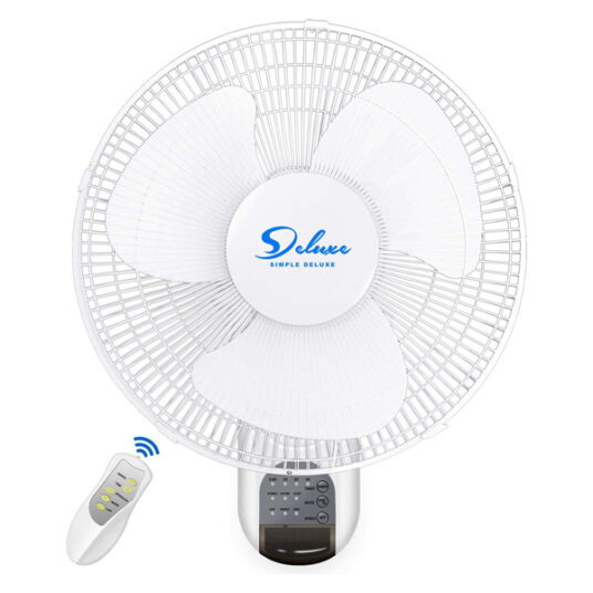 Simple Deluxe quiet 16″ wall mounted oscillating fan with remote for $36