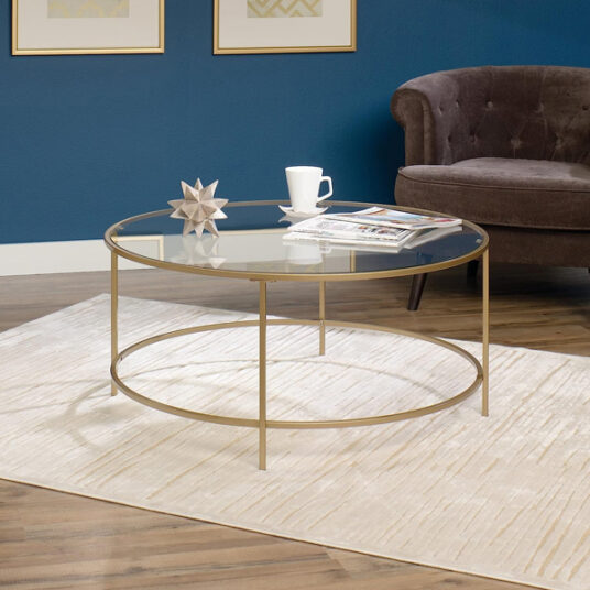 Sauder Lux round coffee table for $97