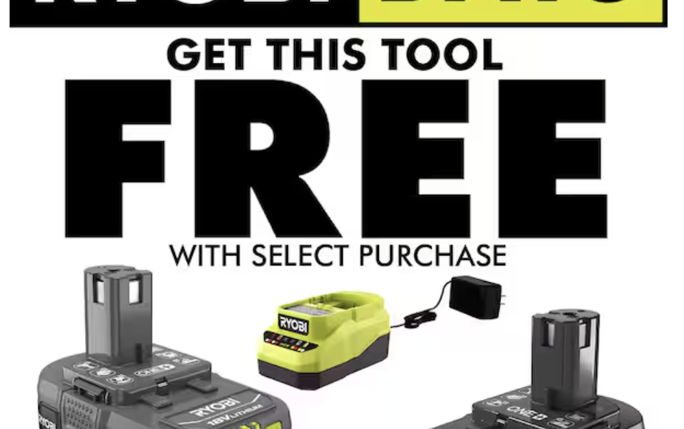 Get a battery FREE with select Ryobi tools at The Home Depot