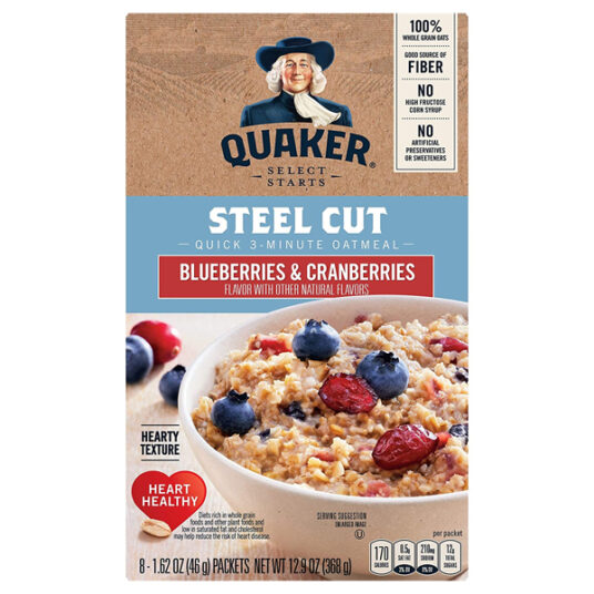 8-count Quaker instant steel cut oatmeal for $2