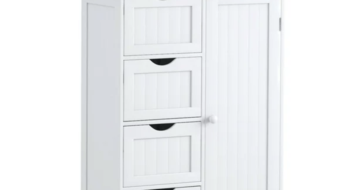 Costway wooden 4-drawer bathroom cabinet for $80