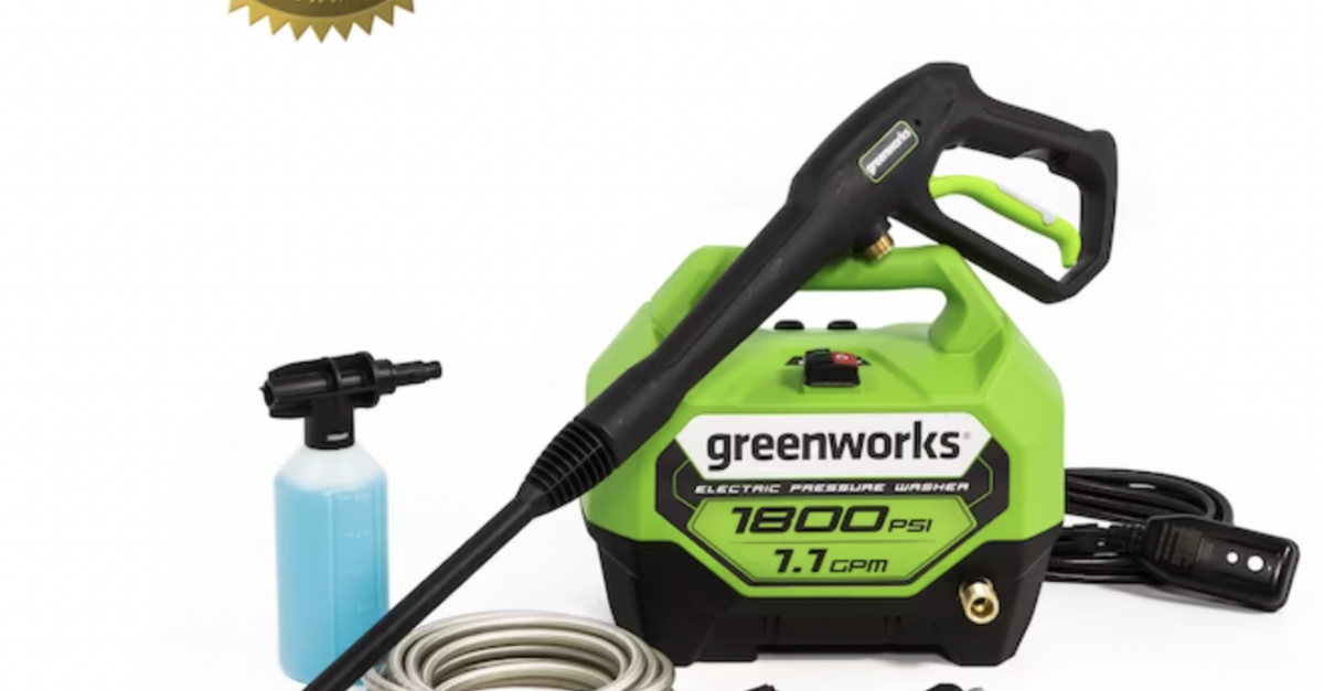 Today only: Greenworks 1800 PSI 1.1-gallon-GPM electric pressure washer for $99