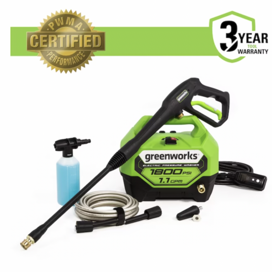Today only: Greenworks 1800 PSI 1.1-gallon-GPM electric pressure washer for $99