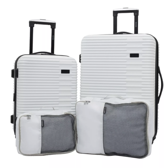 4-piece Hillsboro expandable rolling hardside suitcase set for $100