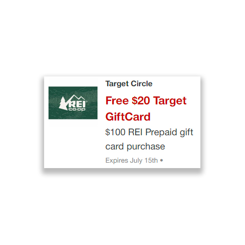 Get a $20 Target gift card with $100 REI gift card purchase
