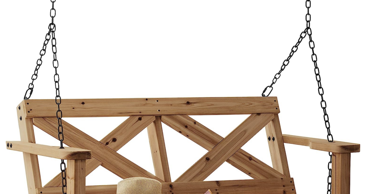 Backyard Discovery durable cedar farmhouse porch swing for $125