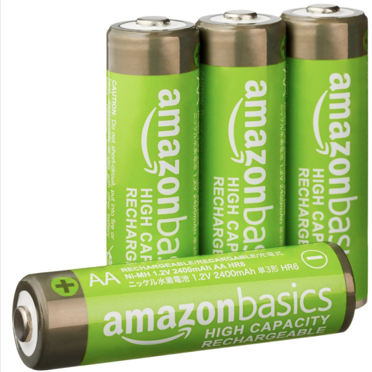 4-pack Amazon Basics rechargeable AA batteries for $6