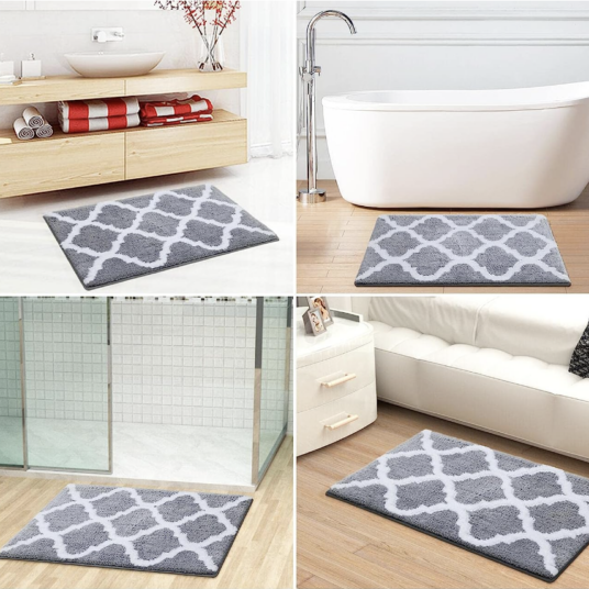 24″x16″ grey bathroom rug for $7