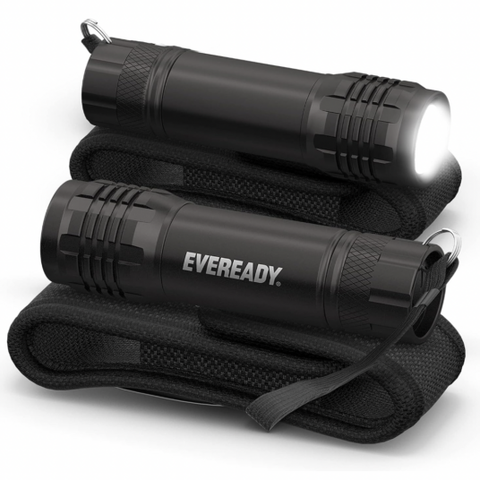 2-pack Eveready S300 LED tactical flashlights with holsters for $7