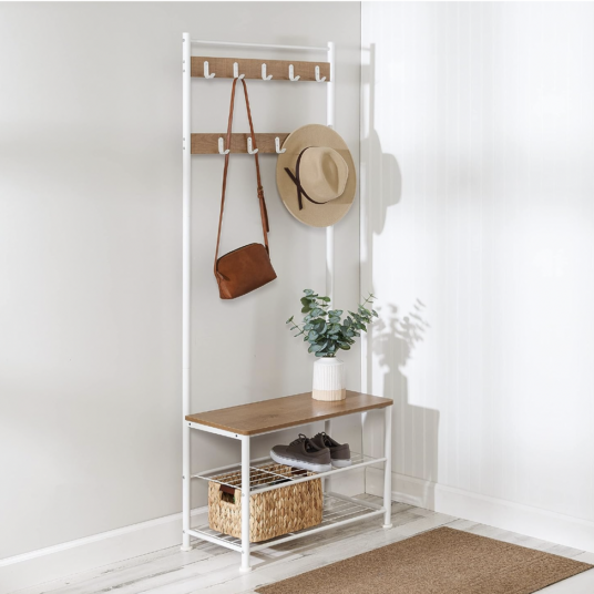 Honey-Can-Do entryway hall tree with bench & shoe storage for $62