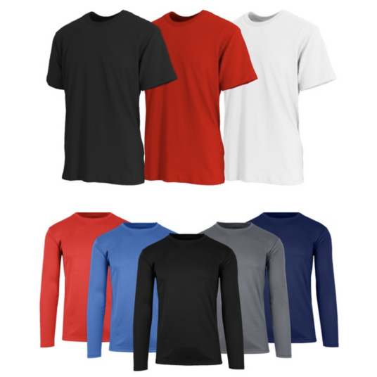 Multi-packs of short and long sleeve t-shirts from $14