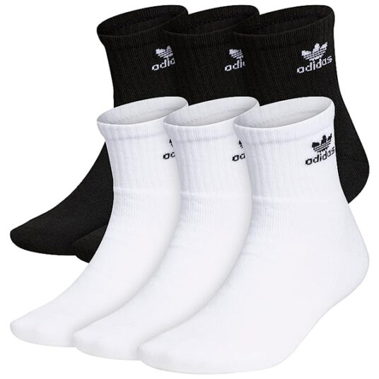 Adidas Originals trefoil quarter socks 6-pair for $10
