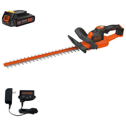 Black+Decker 20V 22-inch hedge trimmer with battery for $54