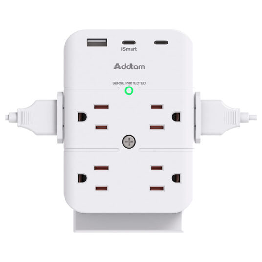 Addtam 8-outlet extender with 3 USB ports for $9