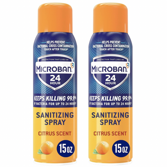 2-pack Microban 24 hour disinfectant spray for $4