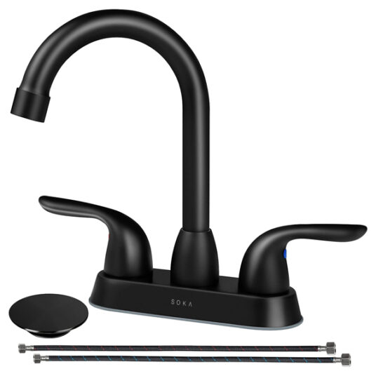 Soka 2 black 4-inch sink faucet for $20