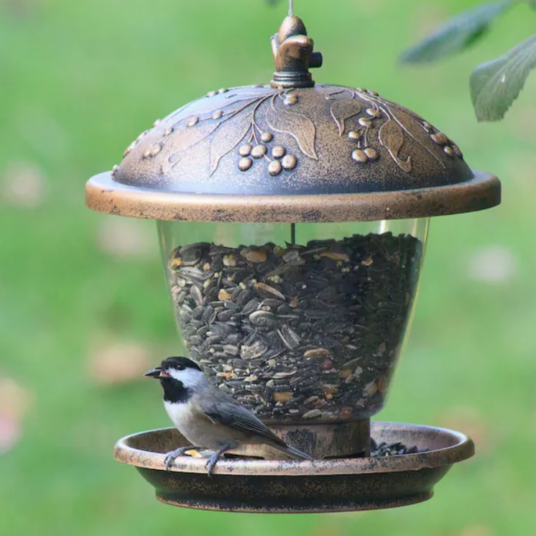 Today only: Perky-Pet rustic gold Chalet hanging bird feeder for $4