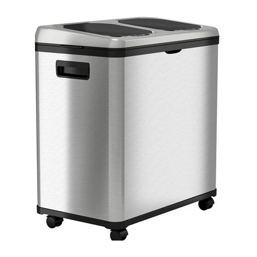 iTouchless stainless steel dual-compartment touchless trash can for $82