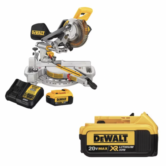 Today only: Dewalt compound cordless miter saw & battery for $369