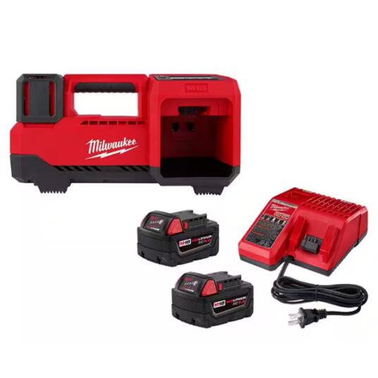 Milwaukee M18 cordless inflator with batteries and charger for $199