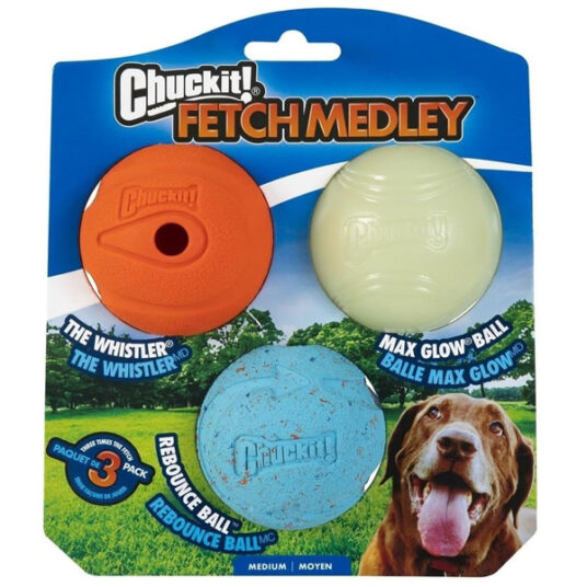 Chuckit! Fetch Medley 3-pack dog balls for $10