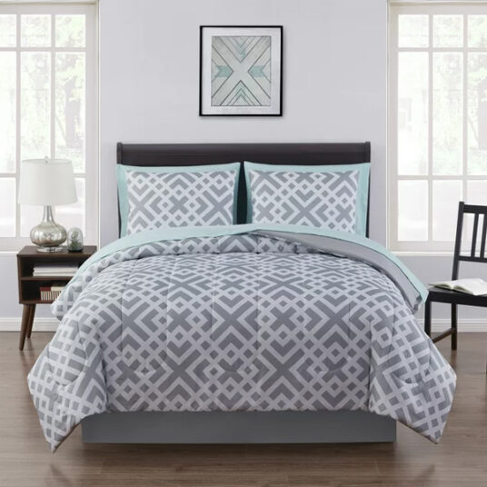 Mainstays gray geometric 8-piece comforter set for $25