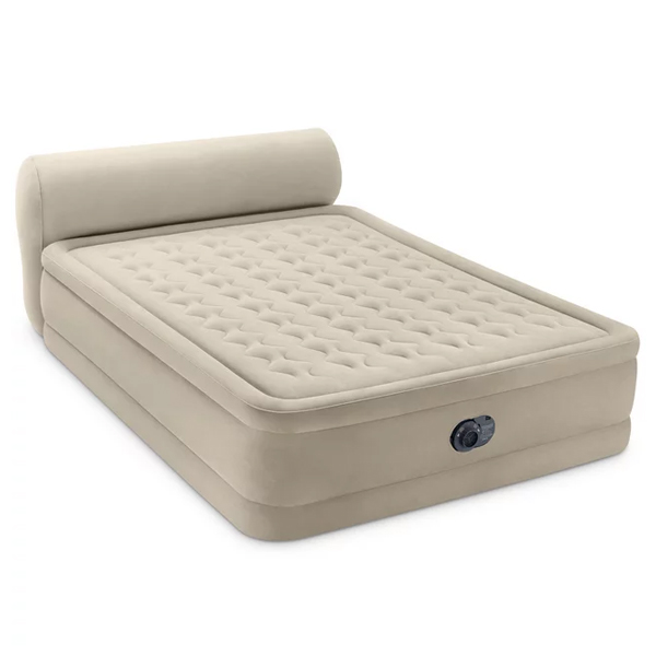 Intex Durabeam headboard 18″ queen air mattress with built-in pump for $39