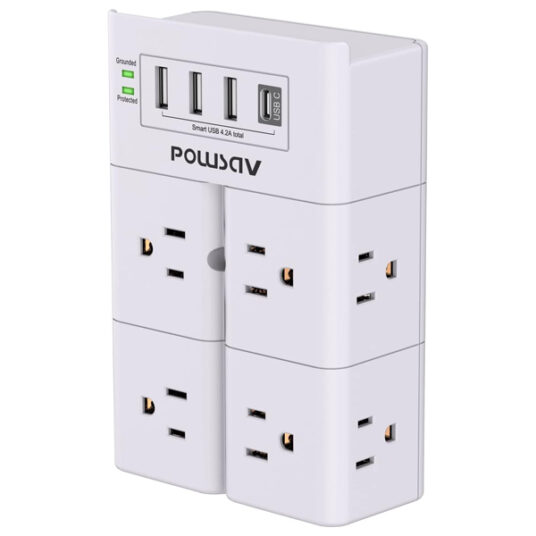 Powsav 8-outlet surge protector with USB for $10